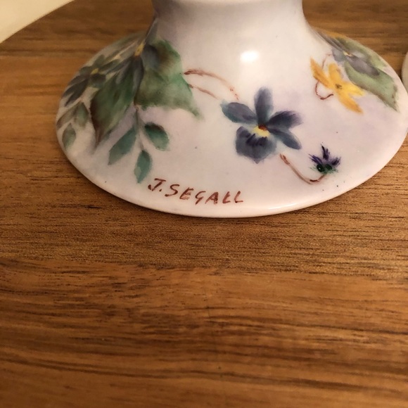 Pair Hand-Painted Ceramic Candle Holders - Picture 2 of 6